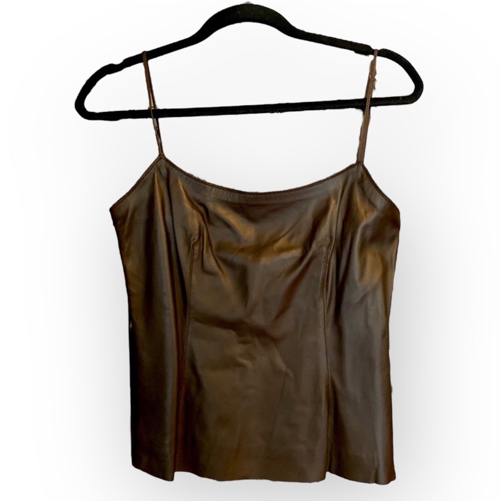 ELIE TAHARI Leather Tank Top